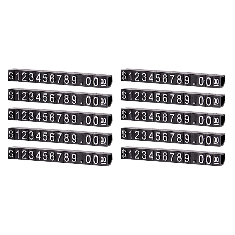 10 Sets Combined Price Labels Easy Installation Digits Number Pricing Tags for Phone Laptop Jewelry Counter Display