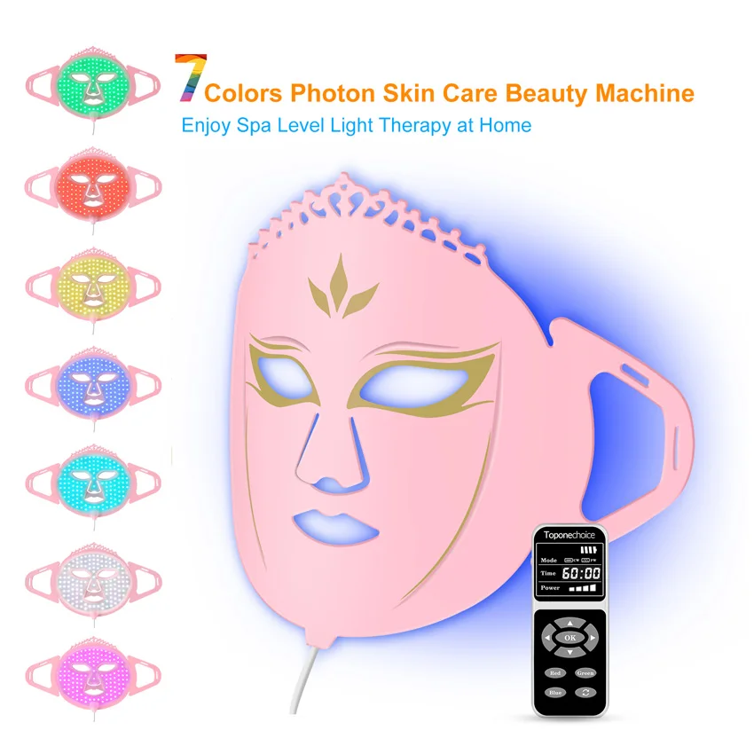 7 cores 3 em 1 leds máscara facial silicone terapia de luz vermelha máscara luz dispositivo beleza para rejuvenescimento da pele endurecimento clareamento