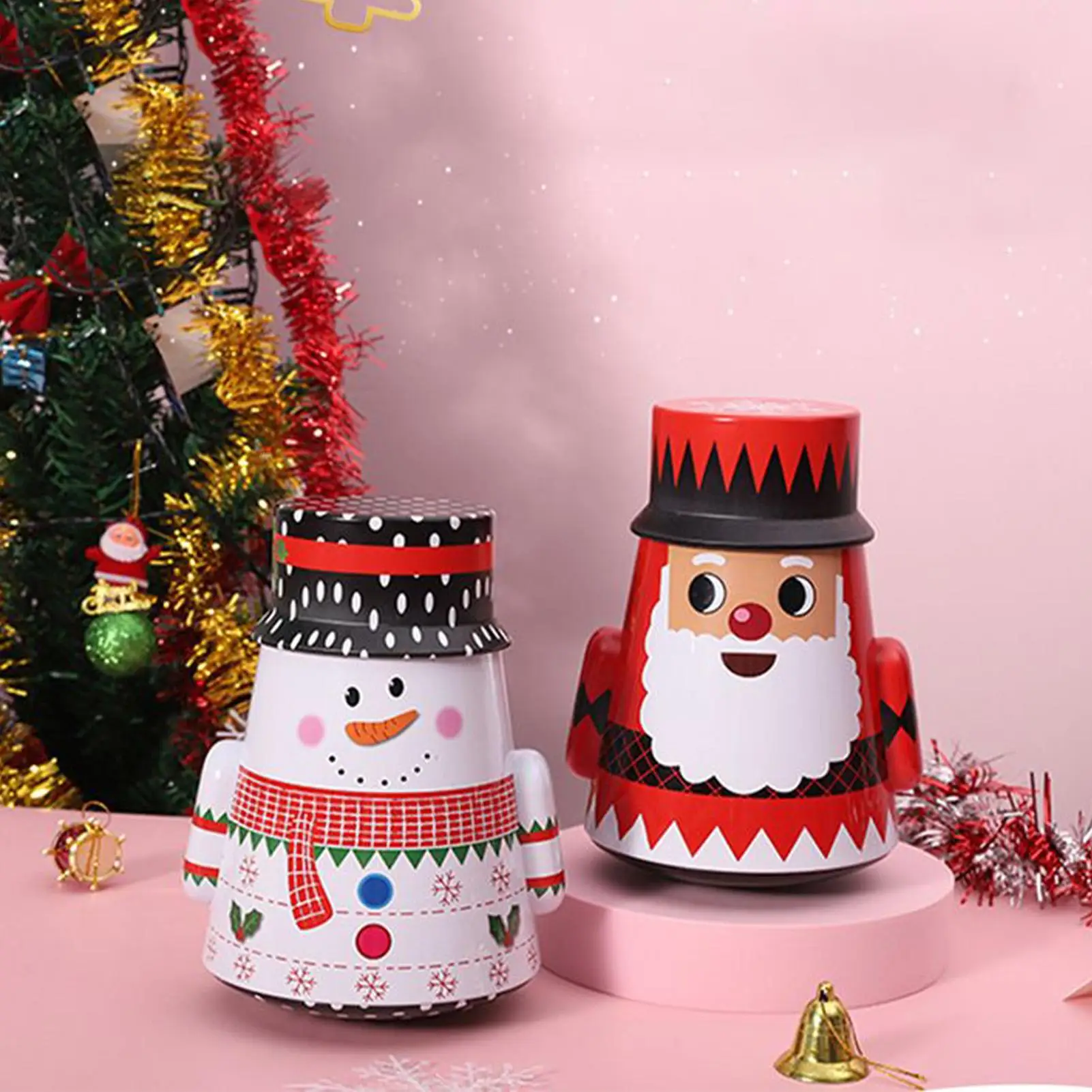 Christmas Canisters Santa Snowman Airtight Food Storage Santa Claus Snowman Candy Cookie Jar For Stocking Stuffers Party Favors
