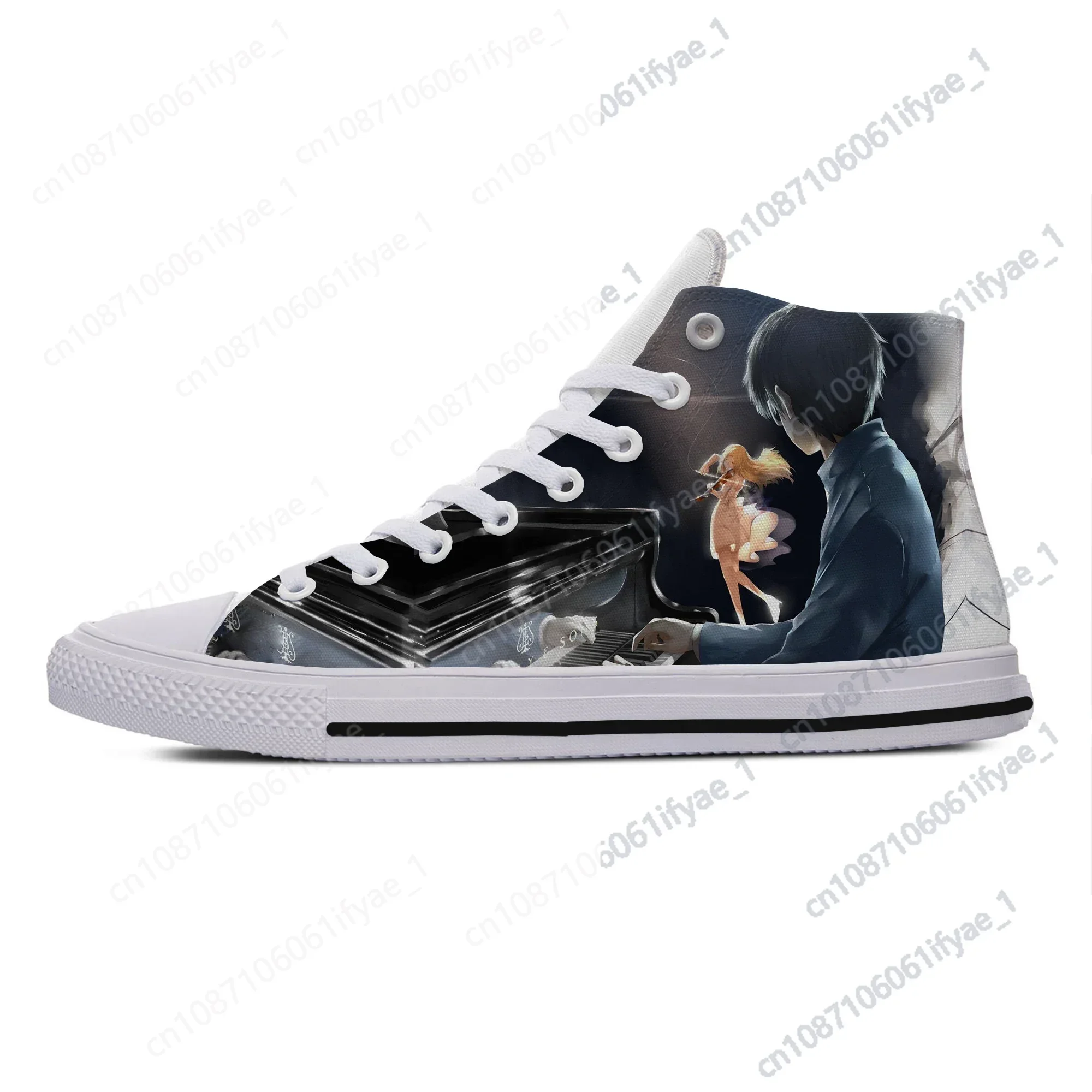 

Hot Cool Fashion Sneakers Casual Shoes Men Women Anime Shigatsu Wa Kimi No Uso Your Lie In April High Help Classic Board Shoes