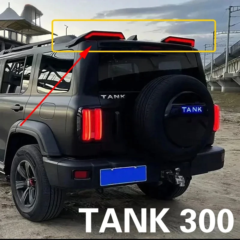 

For Great Wall GWM WEY TANK 300 Tail wing modification split flow light tail wing roof Cyber tail wing with light exterior