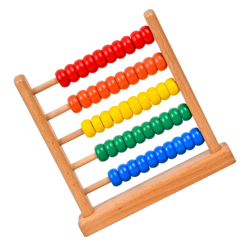 5 Tier Wooden Abacus Rack Teaching Aids Kids Arithmetic Tool Early Education Childrens Learning Toy Counting Beads Frame
