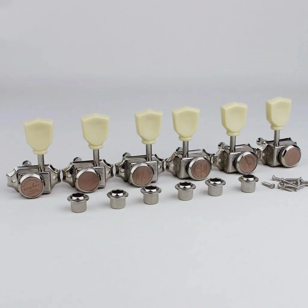 

1 Set GUYKER Cream Handle Locking String Vintage Deluxe Electric Guitar Machine Heads Tuners 3R3L Tuning Pegs,