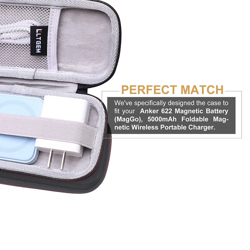 LTGEM EVA Жесткий Чехол для Anker 622 Магнитная батарея MagGo 5000 мАч складное магнитное Беспроводное зарядное устройство дорожная сумка для хранения