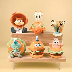 6pcs/set Spongebob Patrick Gary Sandy Delicious Crab Burger Figure Collection Model Toys