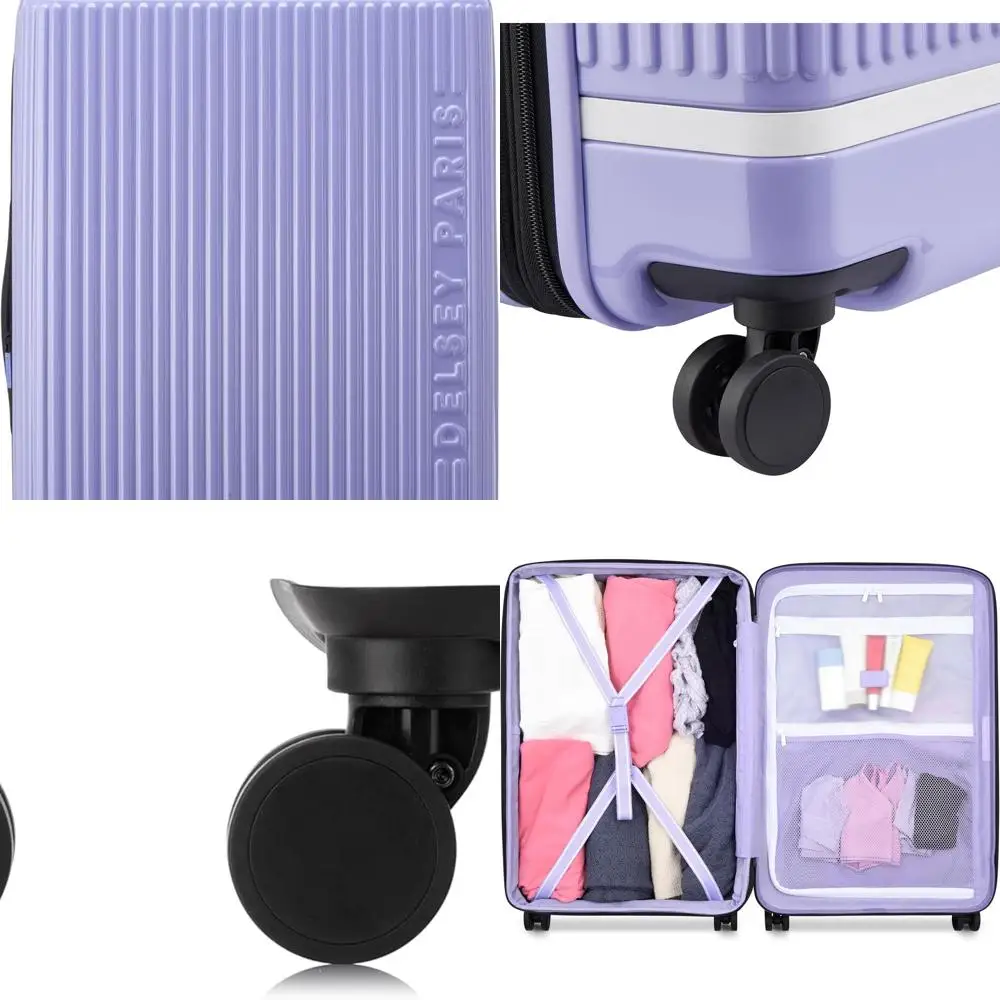 Expandable Lavender Checked Medium 24 Spinner Suitcase by Florence by Mills