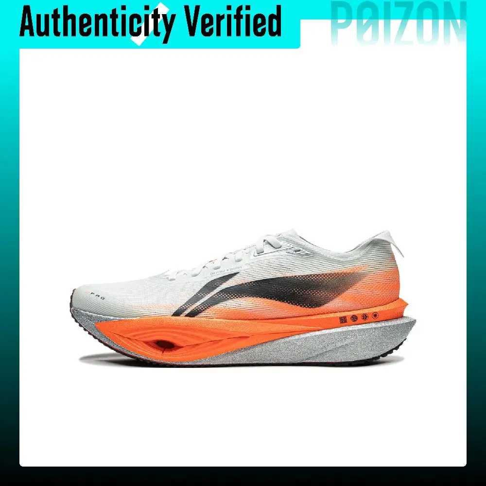 Li Ning Chase Wind Pro2 Low top Casual Marathon Training Physical Fitness Test & Exam Running Shoes Unisex Gray Orange ARPW009-1