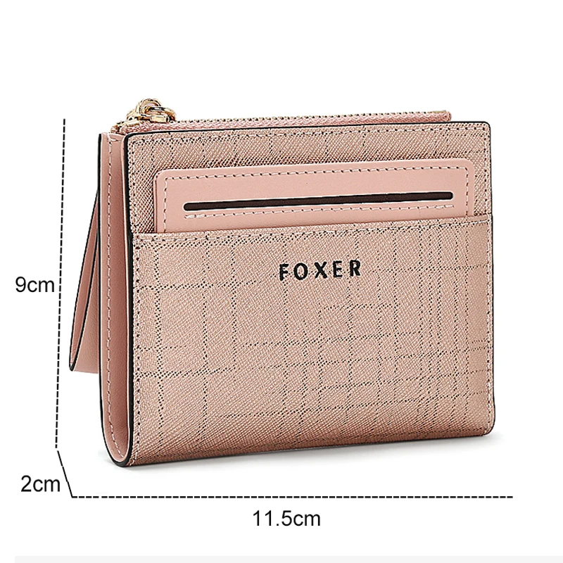 FOXER Spilt Leather Women's Fashion Short Buckle Zipper Wallet Temperament 2025 New Multi Card Coin Clutch Purse Gift For Mom