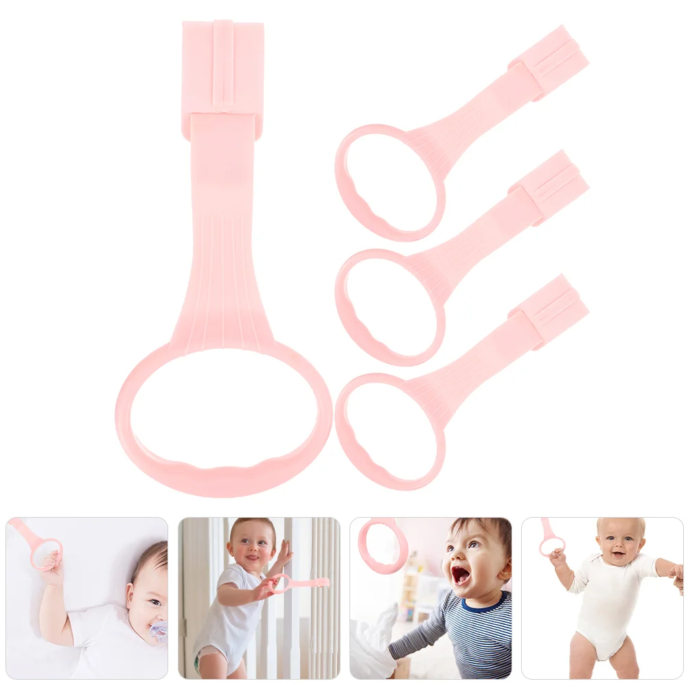 4 Pcs Children's Bed Pull Ring Toddler Hand Baby Crib Accessory Hanging Nursery Rings Learning Standing Pp Stands up Car Seat