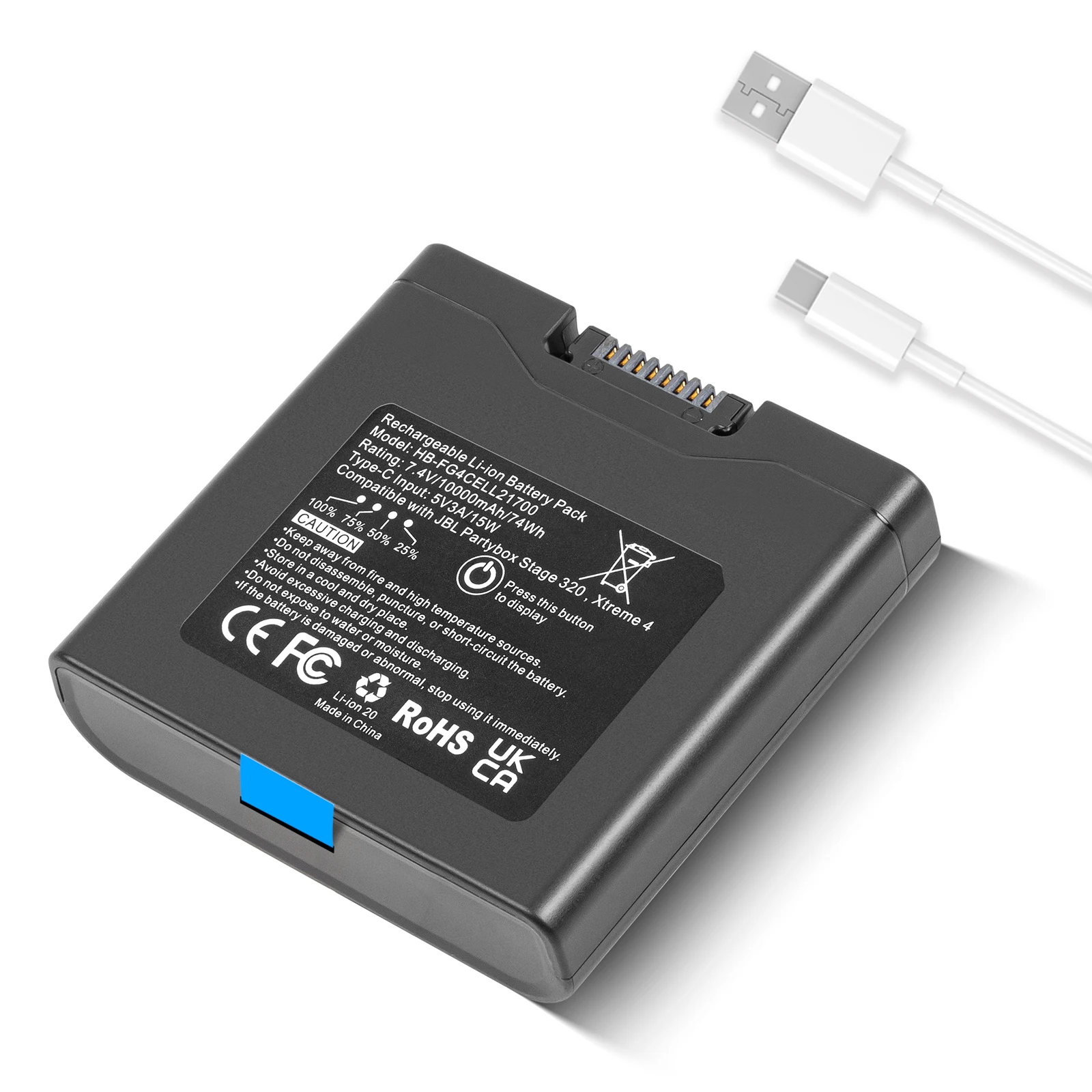 Replacement Battery for JBL Xtreme 4 & PartyBox Stage320 | 10000mAh 7.4V | Model FG4CELL21700H