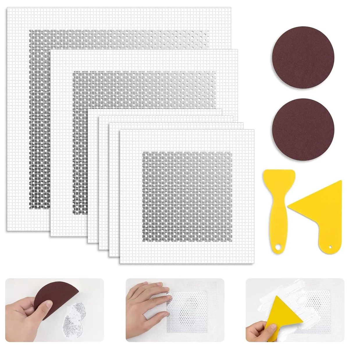 Drywall Repairs Kit, 6 Pieces Wall Patch Kits, 4/6/8 Inch Dry Wall Hole Repair Patch Metal Patch, Extended