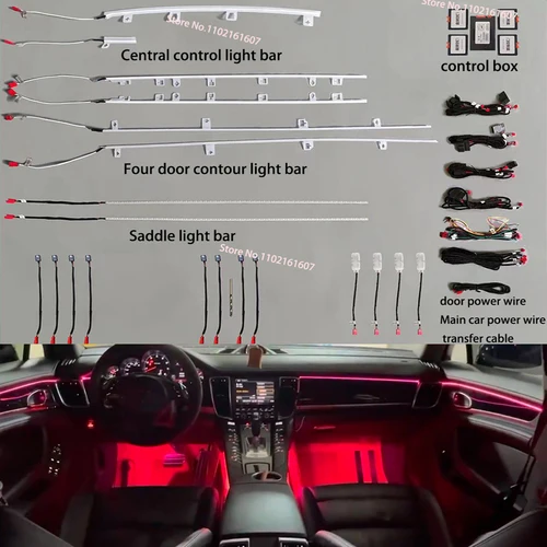 포르쉐 파나메라 2010-2016 용 LED 앰비언트 라이트, 자동차 조명 문짝 패널 대시 보드, 별이 빛나는 앰비언트 라이트, 장식 LED 램프