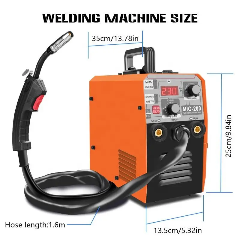 Soldador portátil Mig com controle colaborativo TIG, Tig Arc, 220V, 0.8 Flux Core, 1.0 Lift, 3 em 1