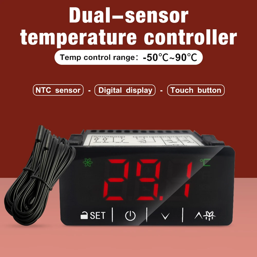 Digitale temperatuurregelaar Microcomputer Touchscreen Thermostaat Koeling Koeling Ontdooien Alarm 220V NTC-sensor