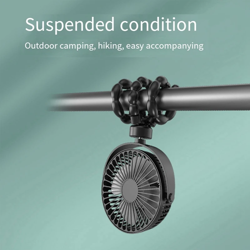 Pequeno ventilador portátil portátil, Mini ventilador polvo, Desktop USB Quiet Fan para acampamento ao ar livre