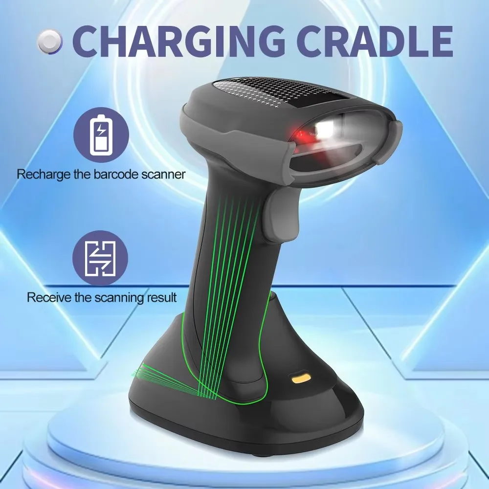 

Wireless Bluetooth Barcode Scanner, High Precise Scanning, Support 1D/2D & Damaged Barcode for Retail Warehouse and Logistics