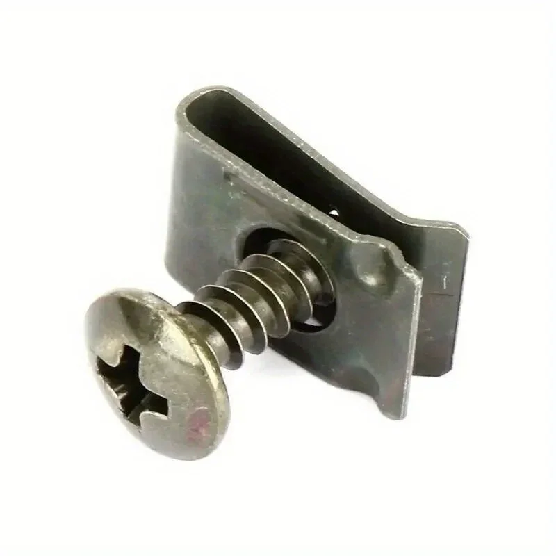 10/20/50/100pcs U-Clamp Car Tuning Clamps - Iron Self-Tapping Screws Metal Fender & Bumper Protection Clips for Automotive Use