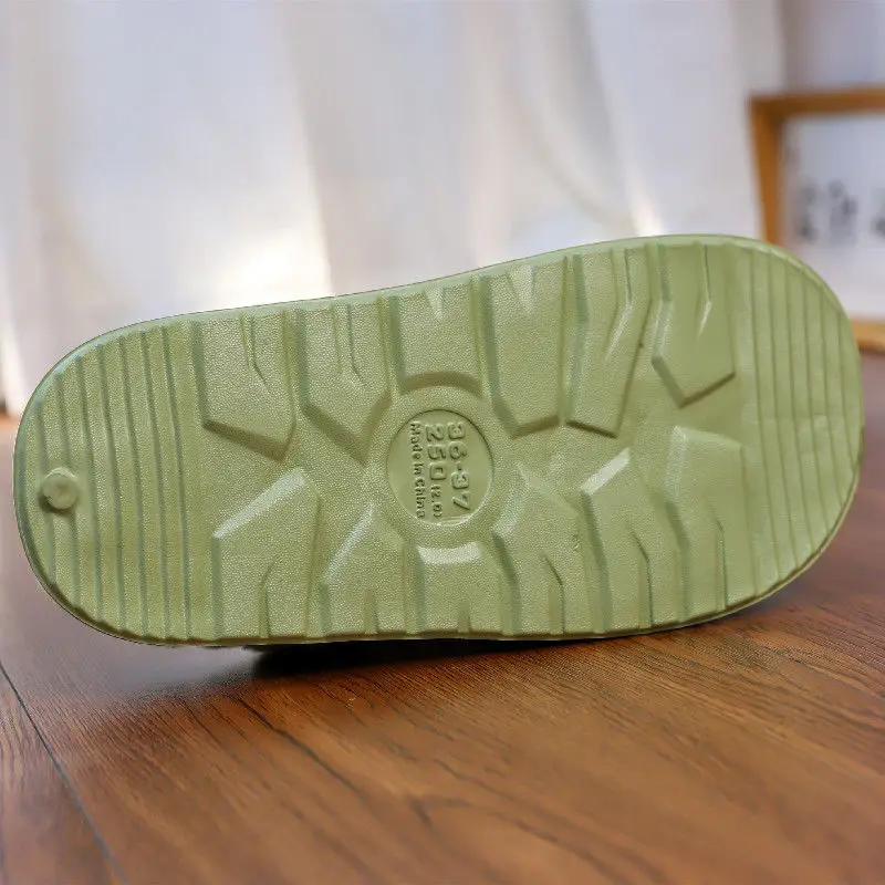Women's mushroom slippers women green fluffy platform shoes ladies winter warm short plush slides home slippers
