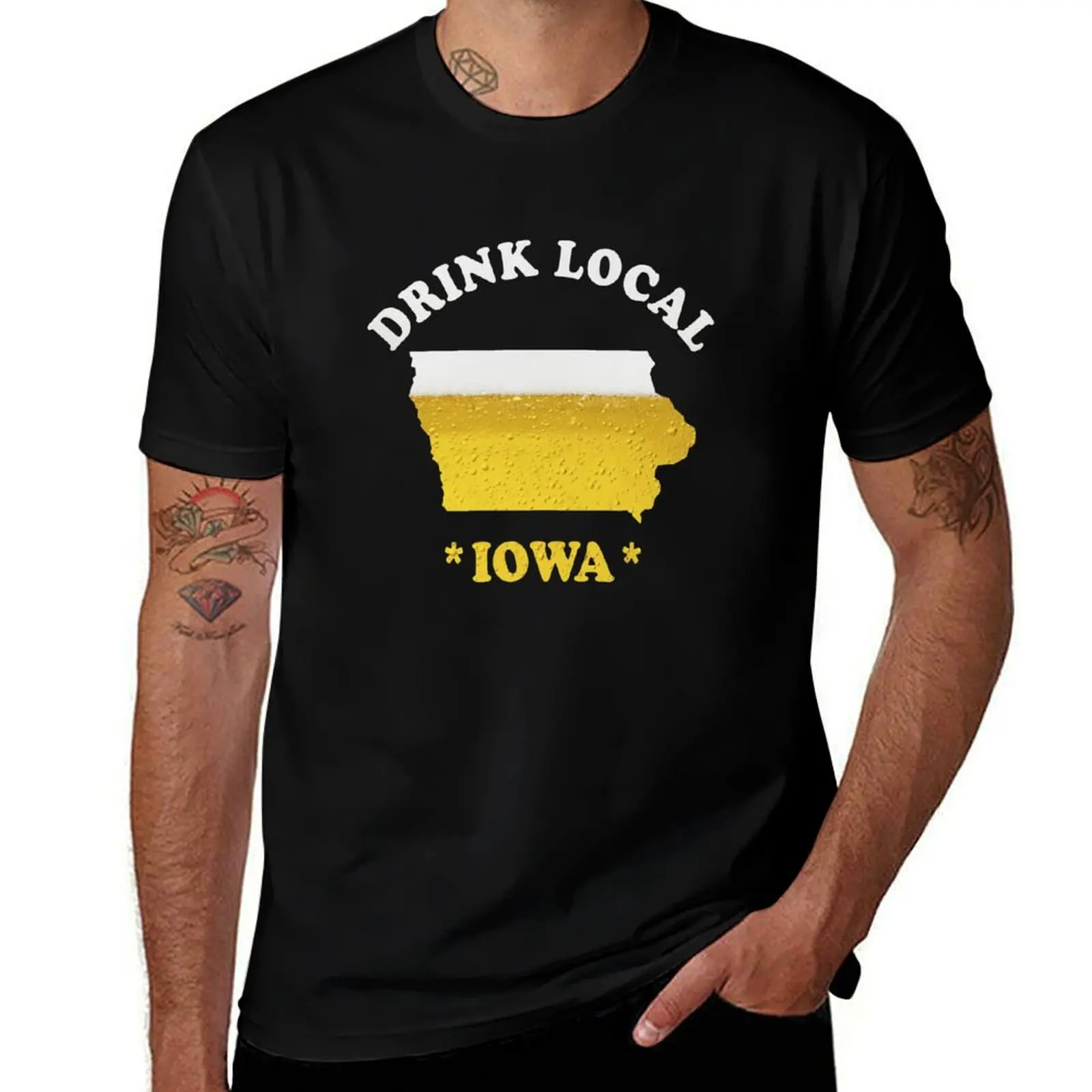 IOWA Beer Map T-Shirt Work Utility Short Sleeve Shirt