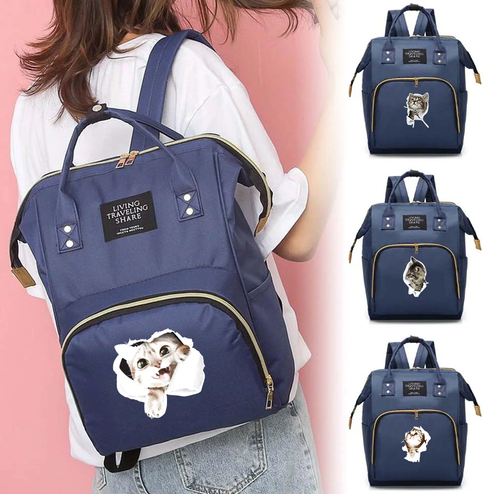 Nappy Bag Mommy Diape Backpack Large Capacity Handbag Outdoor Baby Nursing Stuff Storage Organizers Printing Cute Cat Series