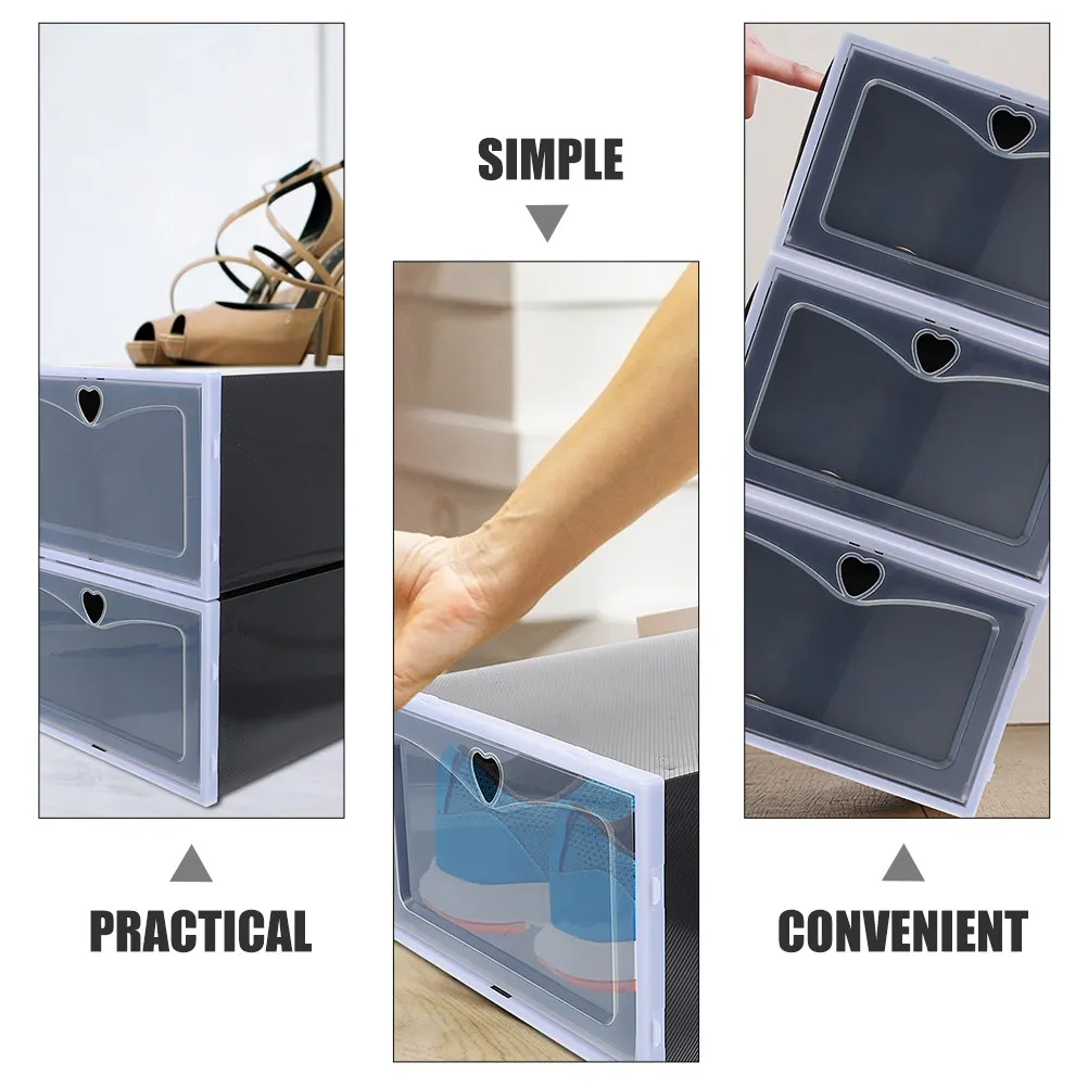 

6Pcs Robust PP Flip Top Shoe Containers Stackable Shoe Storage Organizers Perforated Design for Daily Use Home Organization