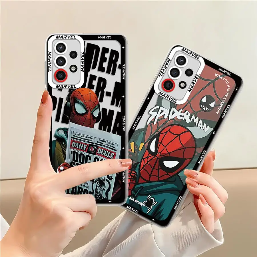 Marvel Cool SpiderMan Phone Case for Samsung Galaxy A35 A55A53 A54 A73 A34 A33 A25 A24 A13 A14 A15 Soft Transparent Cover