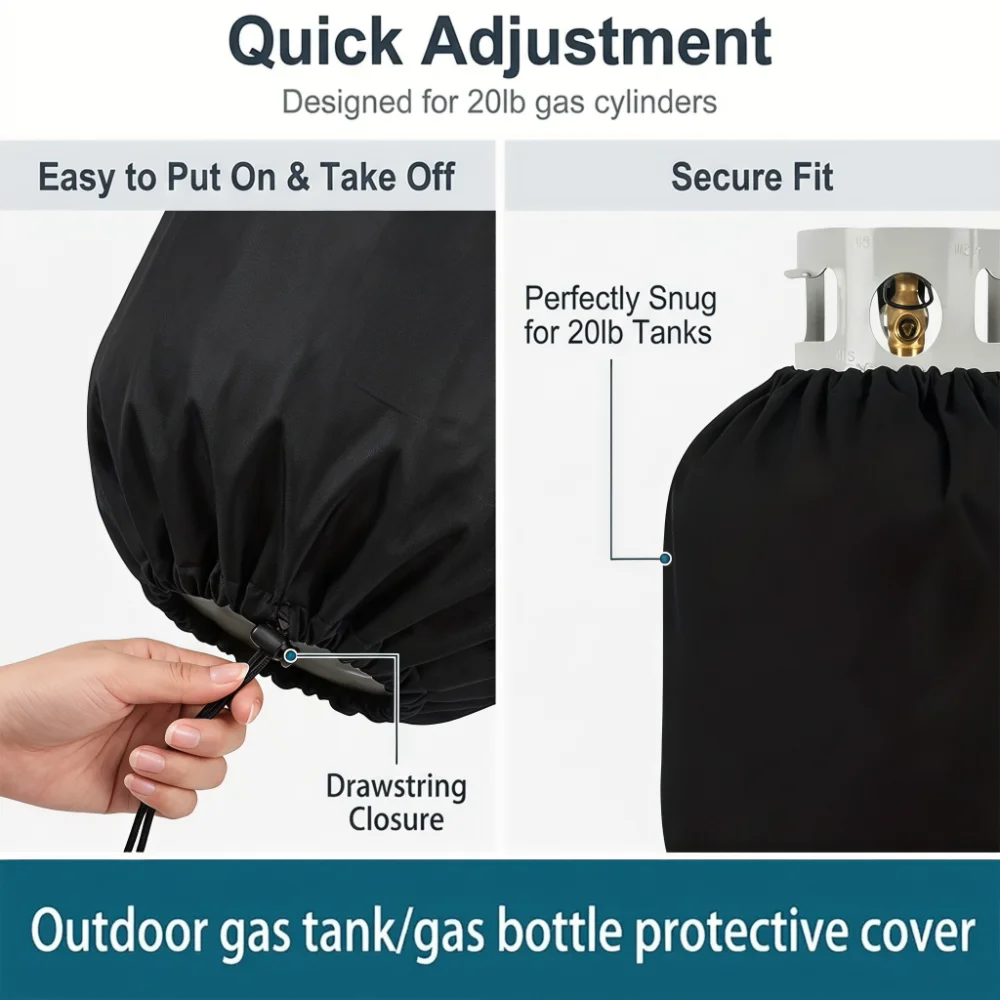 UV Resistant Propane Tank Cover 20Lbs Gas Bottle Dust Cover Outdoor Durable for Long Term Storage