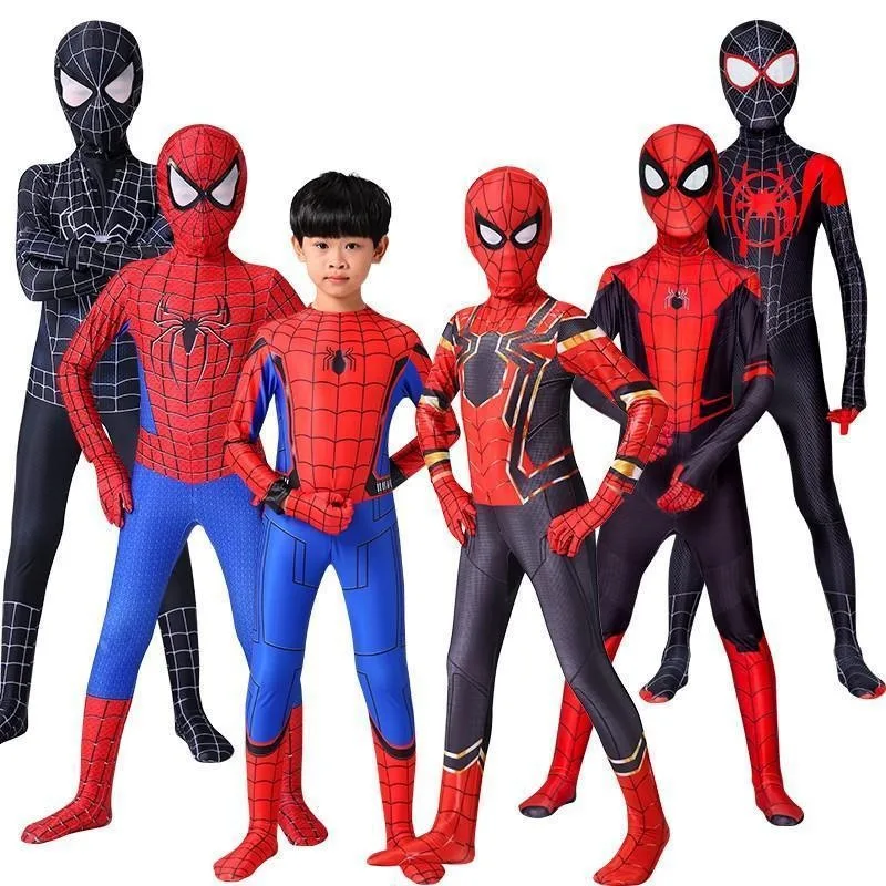 

Kids Spiderman Costumes Superhero Miles Spider Man Cosplay Jumpsuit Bodysuit Zentai Launcher Halloween Costumes for Kids Adult