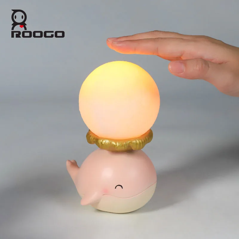 ROOGO New Cartoon Whale Elephant Shape Statues Cute Resin Sculpture Home Decor Jewelry Storage Children's Bedroom Night Light