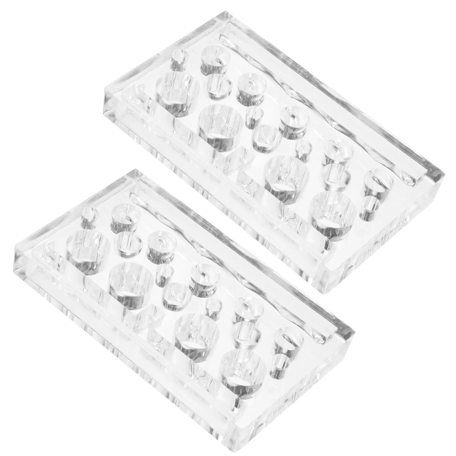 2Pcs Ink Cup Holder Acrylic Pigment Rack Square Design for Tattoo Makeup Pens Cotton Swab Storage Acrylic Holder
