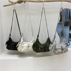 Cool Girls Motorcycle Messenger Bag Patent Pu Soft Leatherladies Handbags String Casual Shoulder Bag Multi Pockets Handbag