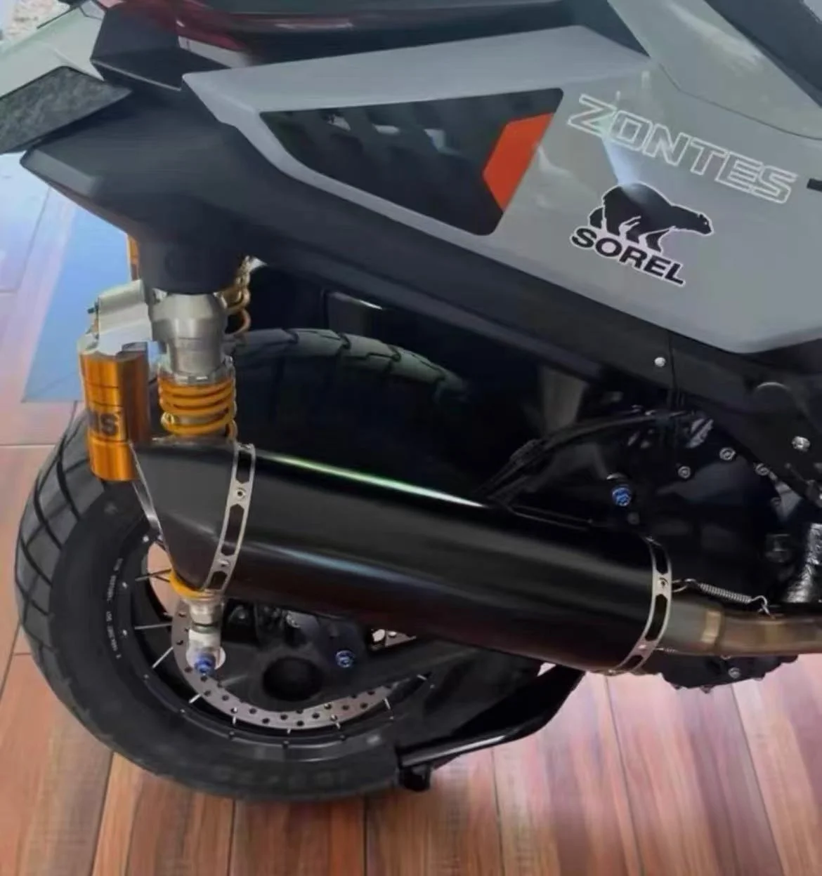 For ZONTES 368G Motorcycle Exhaust Full System Modify Manifold Carbon Muffler with DB Killer Escape