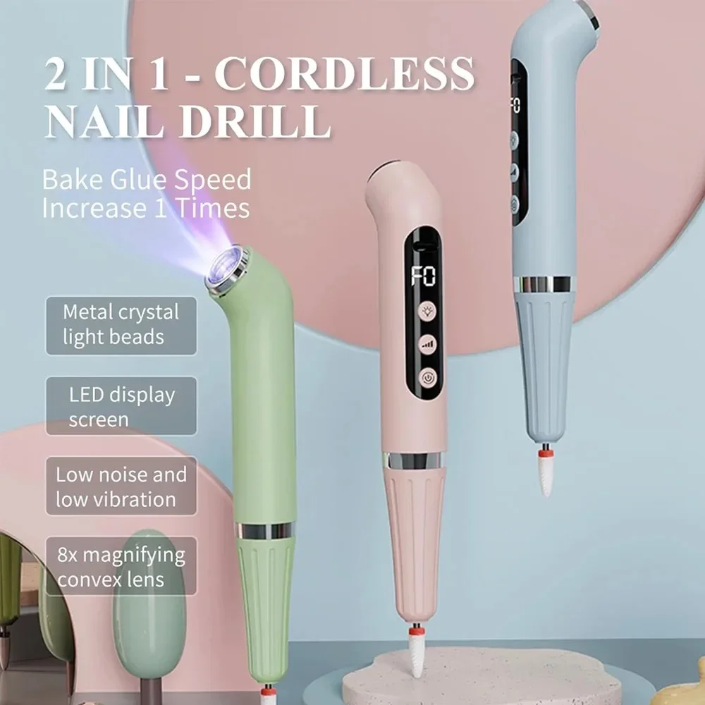 Stylo de vernis à ongles deux en un, lampe de luminothérapie à séchage rapide, déterminer, dissolvant et polisseuse à ongles portables, ensemble d'outils à ongles