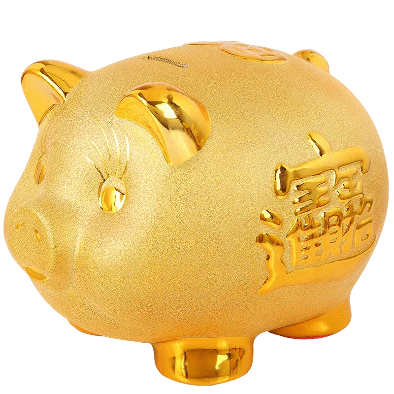 Coin Money Box Wedding Saving Toy Living Room Cartoon Golden Ceramic Pig Piggy Bank for Adults Kids Gift Tirelire Home Decor