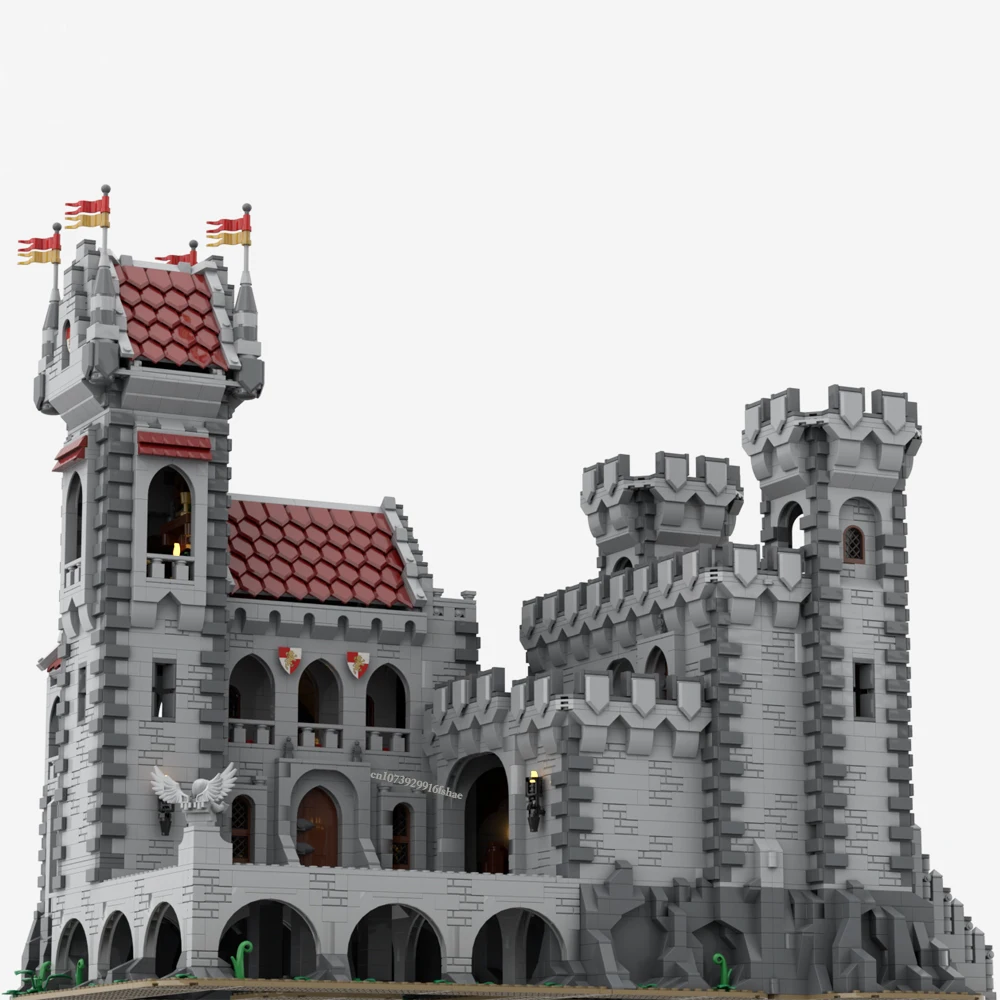 NEW MOC 10007PCS European Medieval Street View Red Lions Castle DIY creative ideas Retro child Toy Birthday Gift building blocks