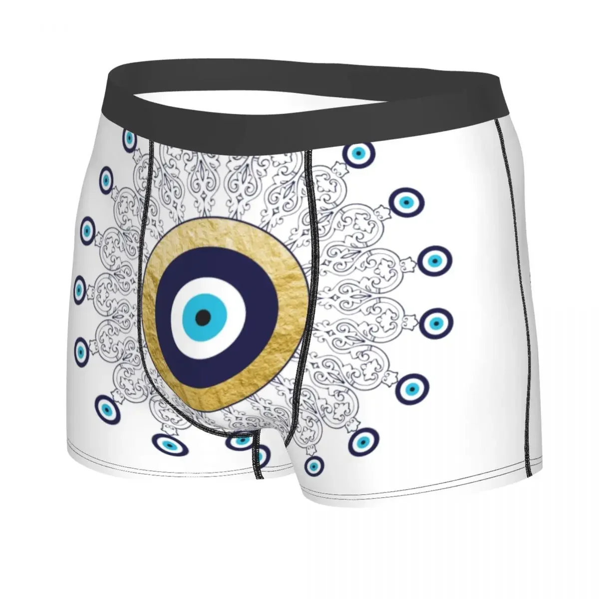 Sexy Male Fashion Turkish Amulet Evil Eye Mandala Underwear Boho Mediterranean Boxer Briefs Breathable Shorts Panties Underpants