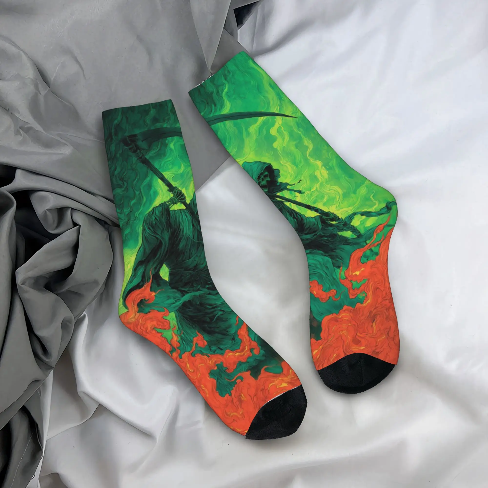 Retro Phantom Rider Stockings  Custom Kawaii Socks Spring Non Skid Socks Men's Climbing Comfortable Socks