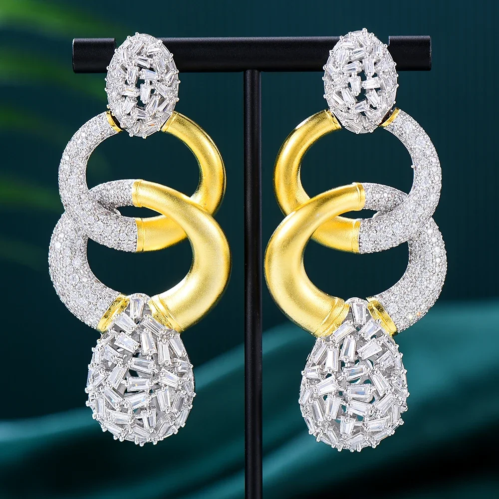 

Soramoore New Trendy Luxury Fairy Big Dangle Earrings For Women Wedding Party Dubai Bridal Earrings boucle d'oreille femme