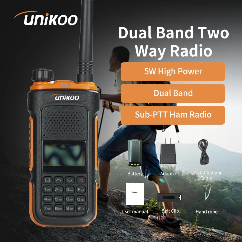 

2PCS UNIKOO US-UV301 Walkie Talkie 5W Long Range Multi Band Programming Wireless Copy Frequency NOAA Ham Two Way Radio Hunting