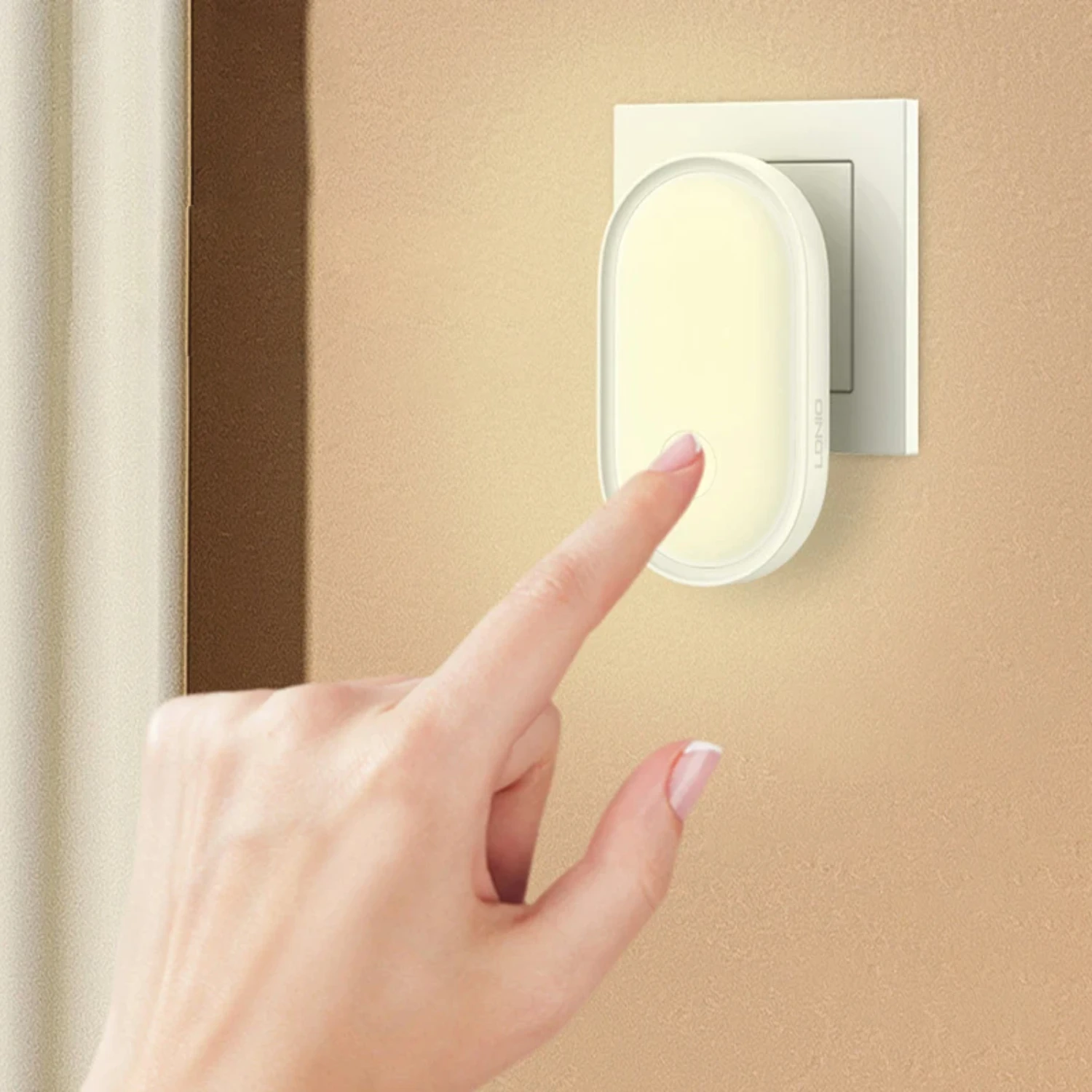 LED Night Light Wall Lamp EU Plug Light Control Energy Saving Bedroom Decor