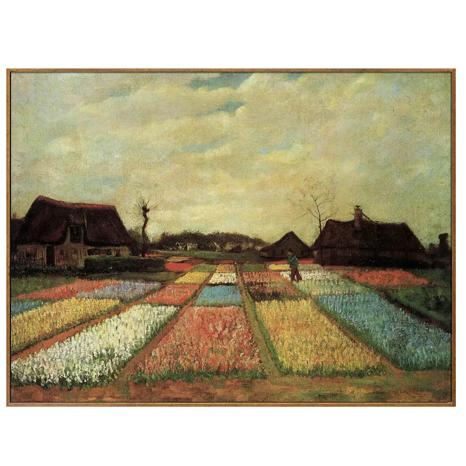 Hand painted high quality reproduction of Bulb Fields by Vincent Van Gogh Landscape oil painting on canvas for home decoration