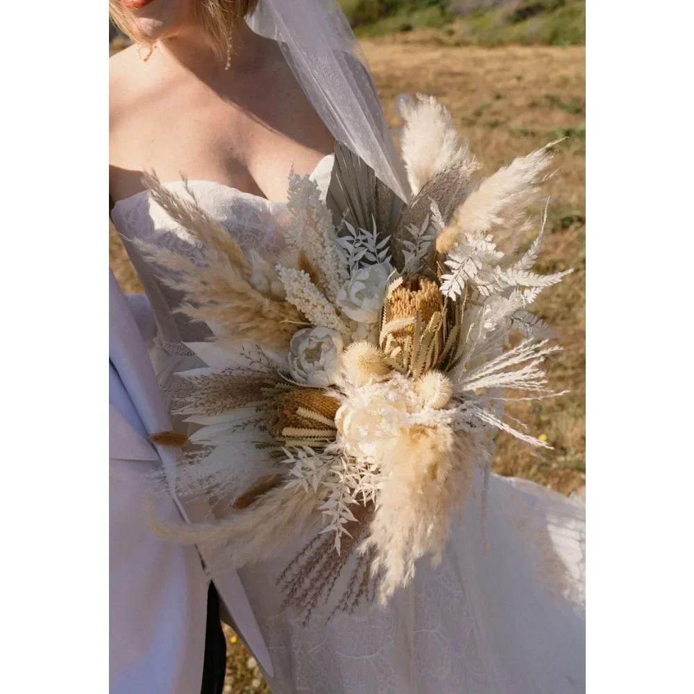 Dried Flowers,Peony Pampas Grass Bouquet,Bride and Bridesmaids Dried Flower Bouquet,Dried Flowers