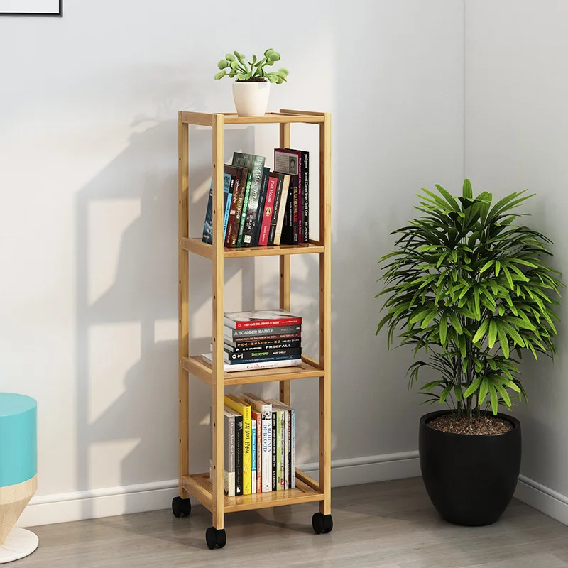 Student Living Room Simple Floor Standing Bookshelf Children's Assembly Multi-layer Table Storage Rack Bamboo Stationery Shelf