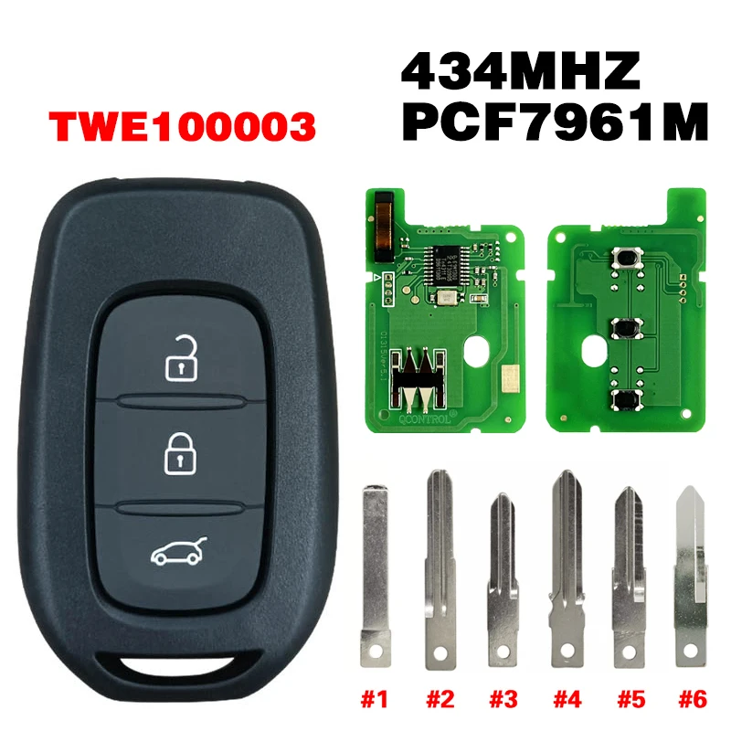 CN010063 Aftermarket 3 Buttons Remote Key Fob 433Mhz PCF7961M NSN14 Blade For Trafic Dacia Duster Logan Sandero 2012-2018