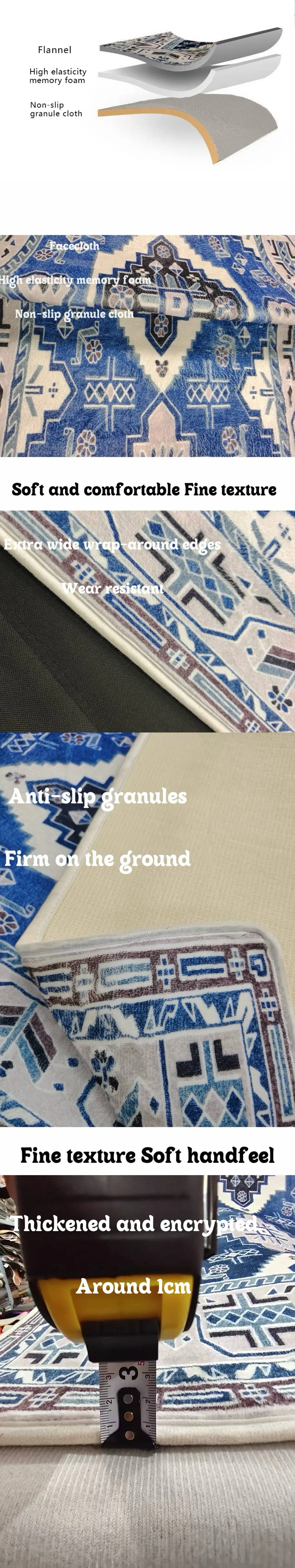 VIKAMA Teppich, Wohnzimmer- und Schlafzimmer-Bodenmatte, Luxuriöser Hochwertiger Creme-Sandgestrahlter Teppich, Studienteppich, Heimdekoration – Detail 10