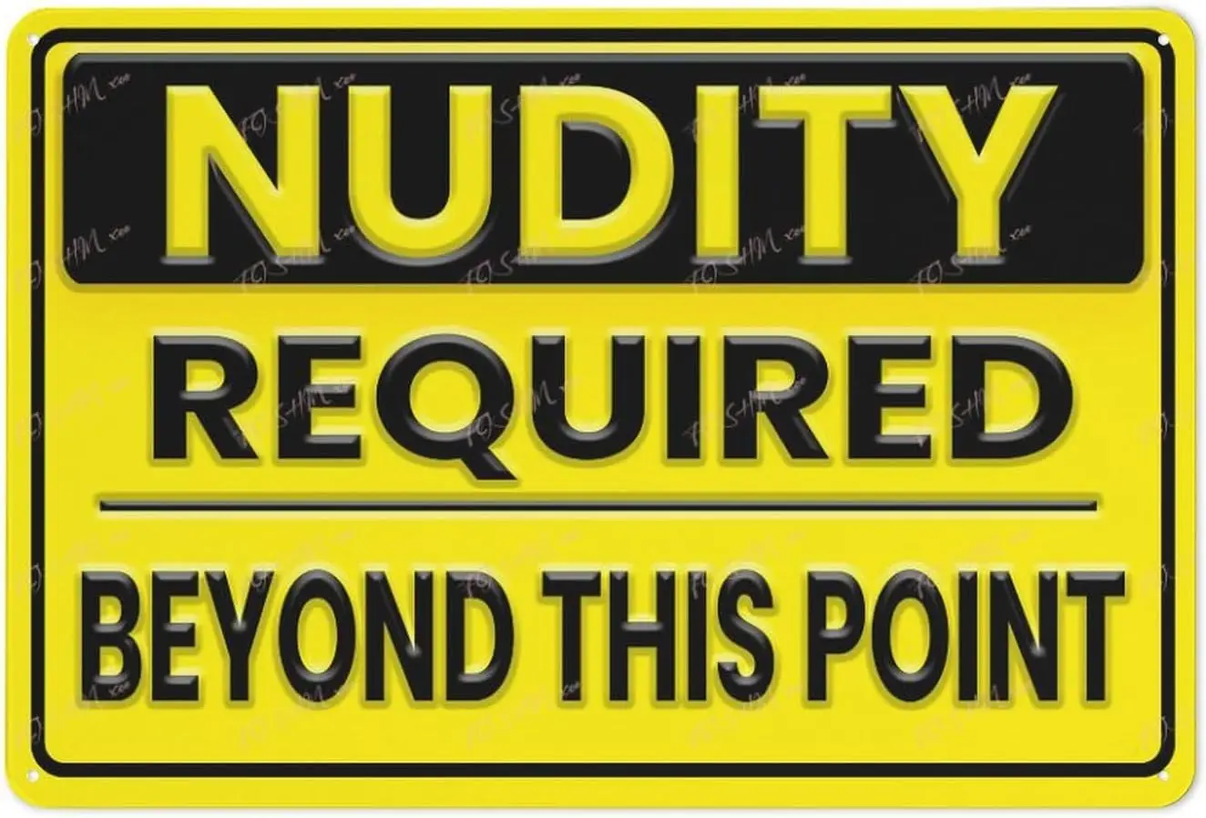 Metal Tin Sign Nudity Required Beyond This Point Funny Pool Beach Swimming Aluminum Metal Sign Advertisement Business Board sign