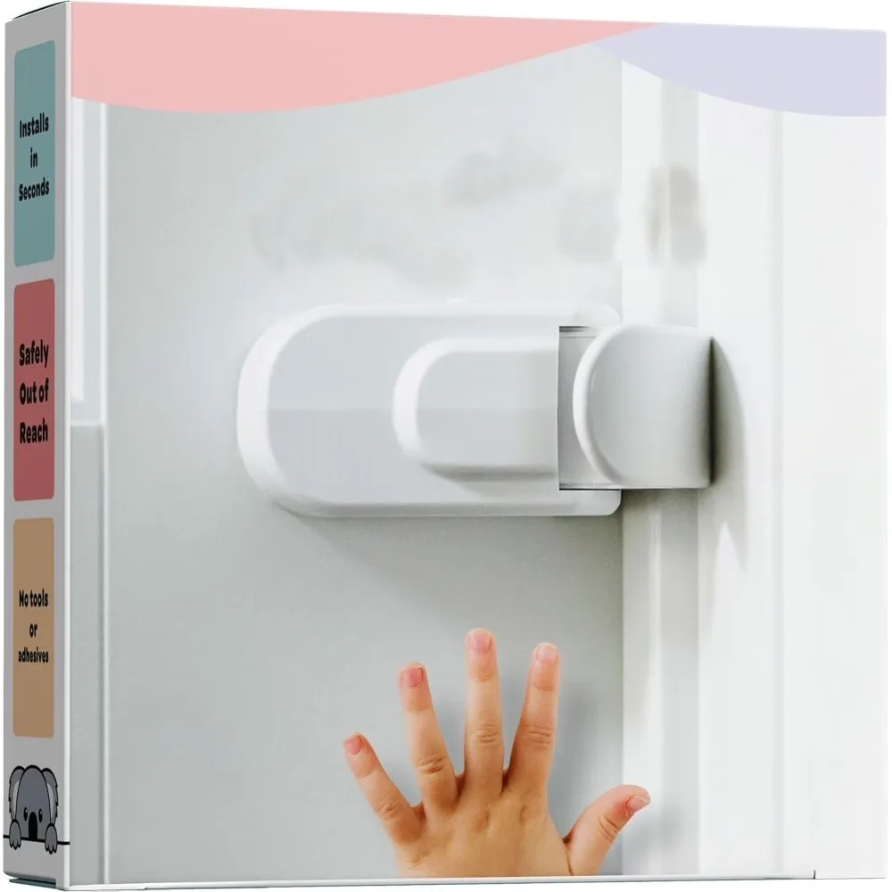 No Tools Required Door Lock No Adhesives Required Snap-On Design Snap-On Door Lock Simple Install Child Proof Door Lock