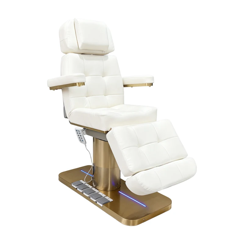 White gold beauty salon lash facial bed 3 motor electric beauty bed chair for beauty parlor