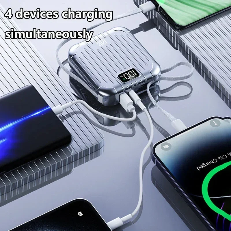 50000mAh Mini Compact Convenient PowerBank  PD20W Super Fast Charging  Built-in Cable High Capacity For IPhone13 14 15 andXiaomi view 4