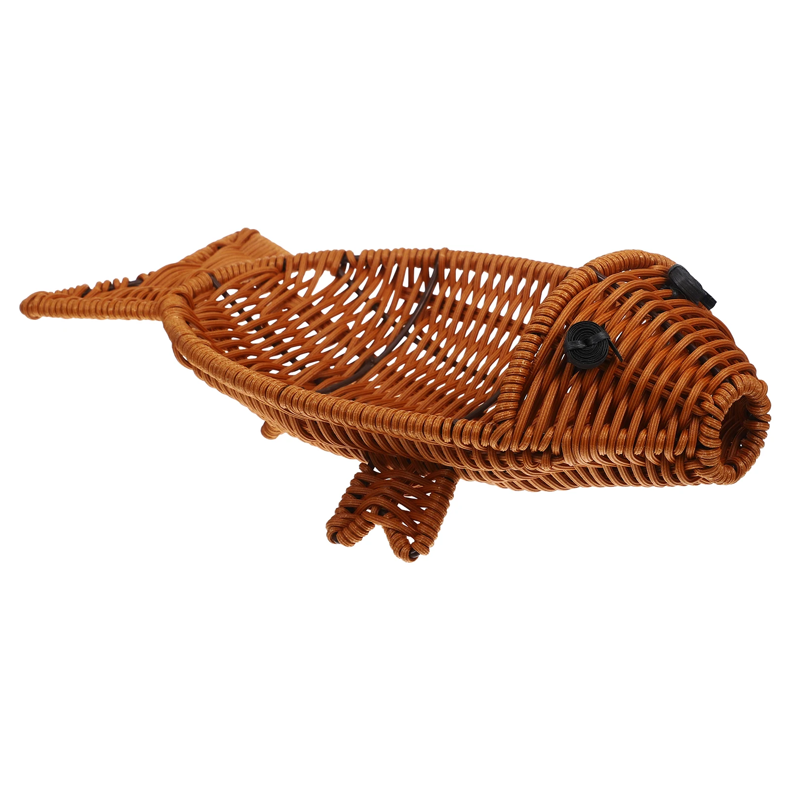 

Fish-shaped Fruit Plate Small Woven Basket Iron Frame Imitation Rattan Bread Container Kitchen Countertop Baskets For Storage